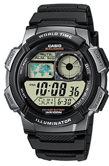 CASIO MONTRES CASIO Mod. WORLD TIME ILLUMINATOR - 5 Alarms, 10 Year battery AE-1000W-1B CASIO Mod. WORLD TIME ILLUMINATOR - 5 Alarms, 10 Year battery - JOYLLIA 079767443351