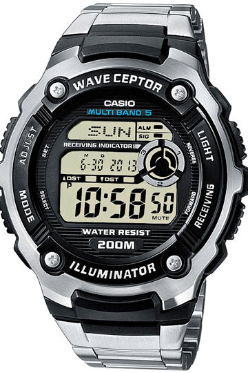 CASIO MONTRES CASIO WAVE CEPTOR - ILLUMINATOR, RADIO CONTROLLED, Radio signal receiver (EU, USA, Japan) • Illuminator • World time • Stop function • Alarm • Multi-language WV-200DE-1A CASIO WAVE CEPTOR - ILLUMINATOR, RADIO CONTROLLED, Radio signal receiver (EU, USA, Japan) • Illuminator • World time • Stop function • Alarm • Multi-language - JOYLLIA 4971850419013