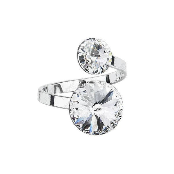 JOYLLIA Bague Turquoise Clair / Cristal de Swarovski Bague ouverte, 2 cristaux ronds certifiés Swarovski 7770-3010-21-rh Bague ouverte, 2 cristaux ronds certifiés Swarovski - JOYLLIA