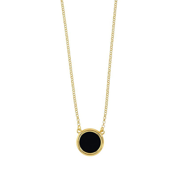 JOYLLIA Collier Argent 925/1000 Doré Collier argent 925/1000 doré avec motif rond en Agate noire 31710698DAN Collier argent 925/1000 doré avec motif rond en Agate noire - JOYLLIA