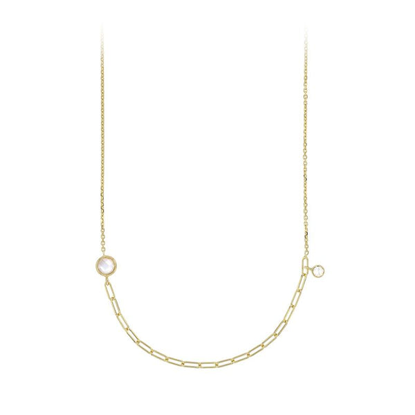 JOYLLIA Collier Argent 925/1000 Doré Collier en argent 925/1000 doré avec agate blanche facettée et oxyde de zirconium 3170245D Collier en argent 925/1000 doré avec agate blanche facettée et oxyde de zirconium - JOYLLIA