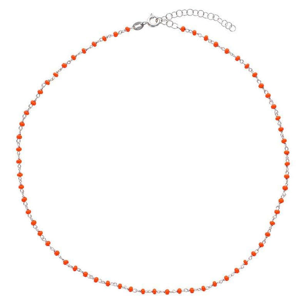 JOYLLIA Collier Argent 925/1000 Rhodié Collier PERLAS LATINAS perles de verre orange, argent 925/1000 rhodié 31710777O Collier PERLAS LATINAS perles de verre orange, argent 925/1000 rhodié - JOYLLIA