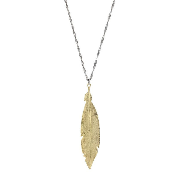 JOYLLIA Collier Argent 925/1000 Rhodié Collier plume INDIANA argent 925/1000 doré avec chaîne en argent rhodié 317589 Collier plume INDIANA argent 925/1000 doré avec chaîne en argent rhodié - JOYLLIA