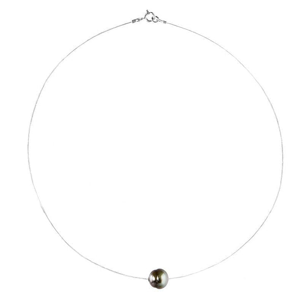 JOYLLIA Collier Collier câble nylon réglable orné d'une perle de culture de Tahiti baroque cerclée 317768 Collier câble nylon réglable orné d'une perle de culture de Tahiti baroque cerclée - JOYLLIA