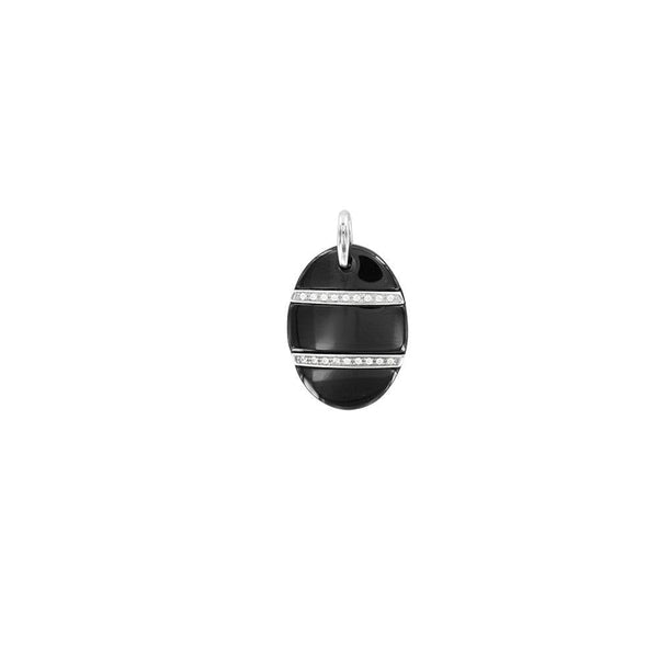JOYLLIA Pendentif Céramique et argent Pendentif ovale en céramique noire avec lignes d'oxydes de zirconium 316164N Pendentif ovale en céramique noire avec lignes d'oxydes de zirconium - JOYLLIA