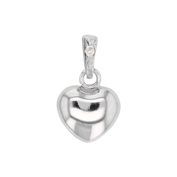 JOYLLIA Pendentif Or 375/1000 Pendentif coeur en Or blanc 375/1000 avec bélière réhaussée d'un diamant H-SI 0,005 ct 396246 Pendentif coeur en Or blanc 375/1000 avec bélière réhaussée d'un diamant H-SI 0,005 ct - JOYLLIA