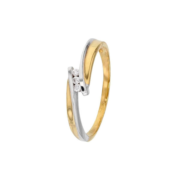 JOYLLIA Bague Bague double Or 375/1000 bicolore ornée de 3 diamants 0.06ct Bague double Or 375/1000 bicolore ornée de 3 diamants 0.06ct - JOYLLIA