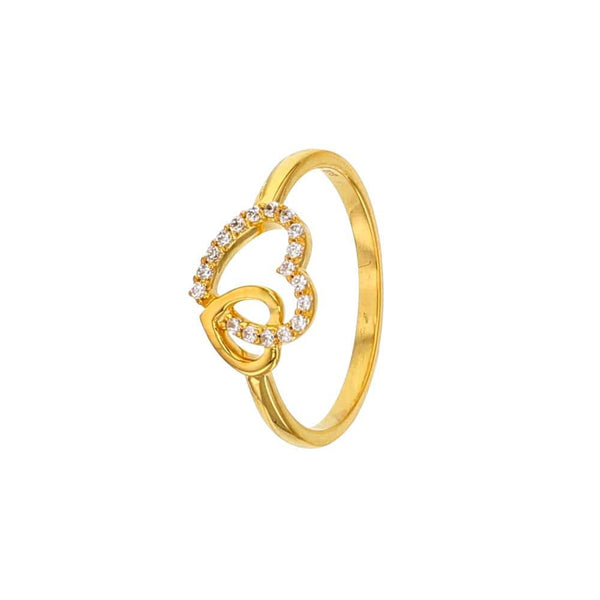JOYLLIA Bague Bague en Or 375/1000 avec coeurs entrelacés dont un recouvert d'oxydes Bague en Or 375/1000 avec coeurs entrelacés dont un recouvert d'oxydes - JOYLLIA