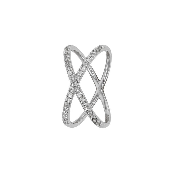 JOYLLIA Bague Bague entrecroisée microserti en argent 925/1000 rhodié et oxyde de zirconium Bague entrecroisée microserti en argent 925/1000 rhodié et oxyde de zirconium - JOYLLIA