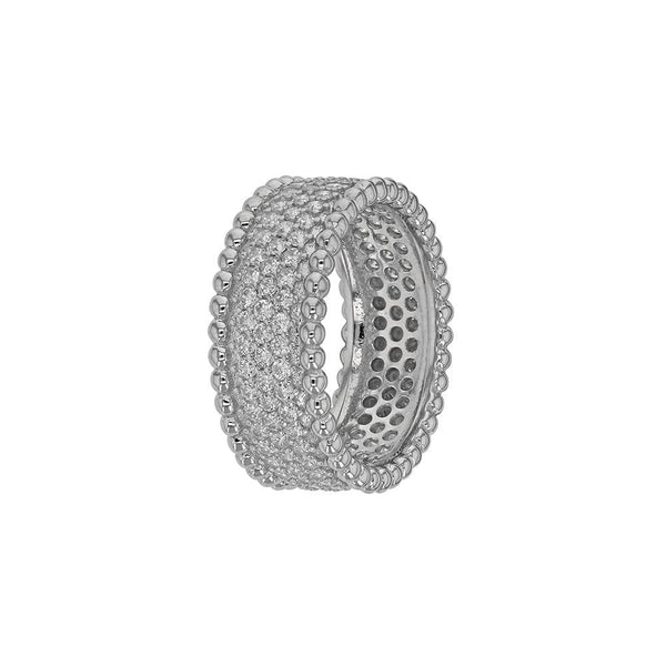 JOYLLIA Bague Bague large microserti oxydes de zirconium en argent 925/1000 rhodié Bague large microserti oxydes de zirconium en argent 925/1000 rhodié - JOYLLIA
