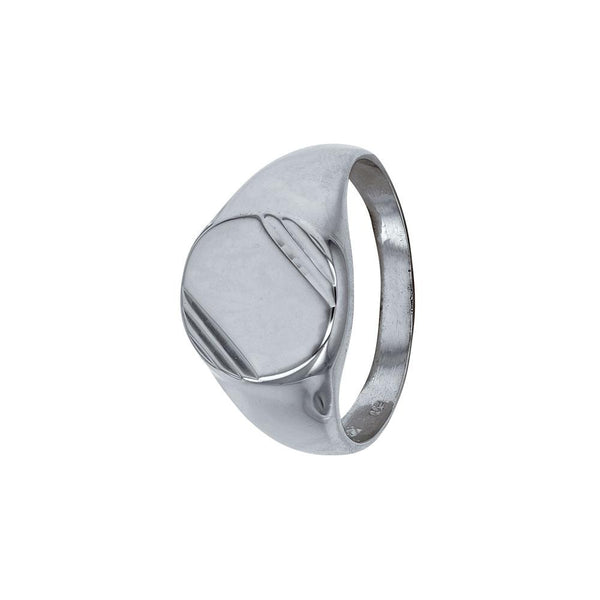 JOYLLIA Bague Bague type Chevalière ronde striée en argent 925/1000 rhodié Bague type Chevalière ronde striée en argent 925/1000 rhodié - JOYLLIA