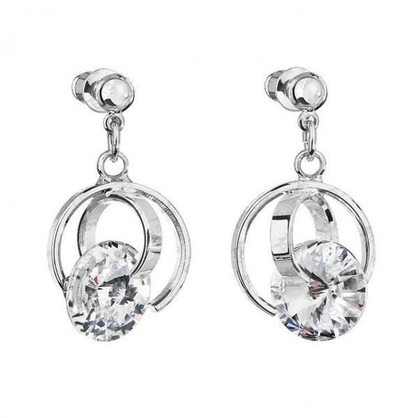 JOYLLIA Boucles d'oreilles Boucles d'oreilles 2 anneaux et cristal rond, certifié Swarovski Boucles d'oreilles 2 anneaux et cristal rond, certifié Swarovski - JOYLLIA