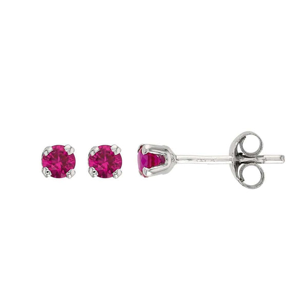 JOYLLIA Boucles d'oreilles Boucles d'oreilles puces Or blanc 375/1000 ornées d'une pierre synthétique rouge rubis Boucles d'oreilles puces Or blanc 375/1000 ornées d'une pierre synthétique rouge rubis - JOYLLIA