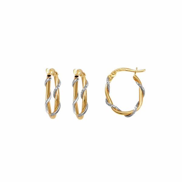 JOYLLIA Boucles d'oreilles Or 375/1000 Boucles Créoles entrelacées en Or 375/1000 bicolore 393468 Boucles Créoles entrelacées en Or 375/1000 bicolore - JOYLLIA