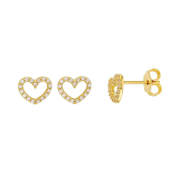 JOYLLIA Boucles d'oreilles Or 375/1000 Boucles d'oreilles coeur évidé en Or 375/1000 avec oxydes de zirconium - puces 393367 Boucles d'oreilles coeur évidé en Or 375/1000 avec oxydes de zirconium - puces - JOYLLIA