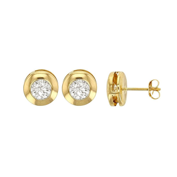 JOYLLIA Boucles d'oreilles Or 375/1000 Boucles d'oreilles puces en Or 375/1000 avec oxyde de 5mm en serti clos 393132 Boucles d'oreilles puces en Or 375/1000 avec oxyde de 5mm en serti clos - JOYLLIA