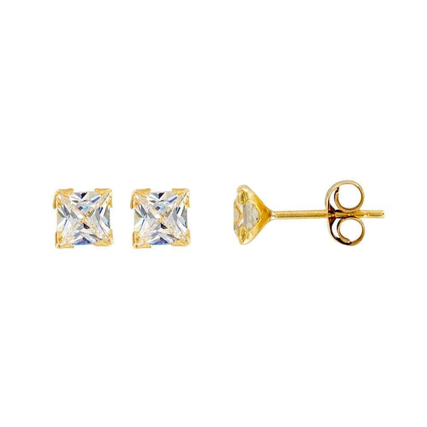 JOYLLIA Boucles d'oreilles Or 750/1000 Boucles d'oreilles puces Or 750/1000 oxyde de zirconium 4x4 mm serti 4 griffes 303446 Boucles d'oreilles puces Or 750/1000 oxyde de zirconium 4x4 mm serti 4 griffes - JOYLLIA