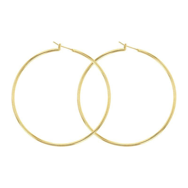 JOYLLIA Boucles d'oreilles Plaqué or Boucles Créoles fil 2 mm plaqué or, fermoir charnière Ø60mm 323411 Boucles Créoles fil 2 mm plaqué or, fermoir charnière Ø60mm - JOYLLIA