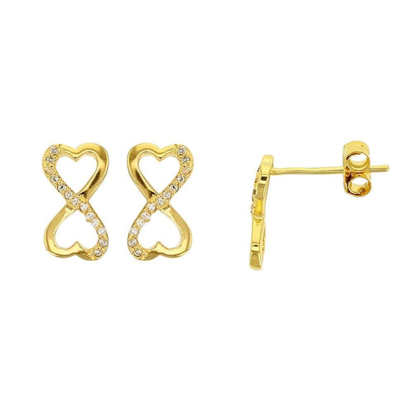 JOYLLIA Boucles d'oreilles Plaqué or Boucles d'oreilles symbole infini formé par 2 coeurs, oxyde blanc, Plaqué Or 3230111 Boucles d'oreilles symbole infini formé par 2 coeurs, oxyde blanc, Plaqué Or - JOYLLIA