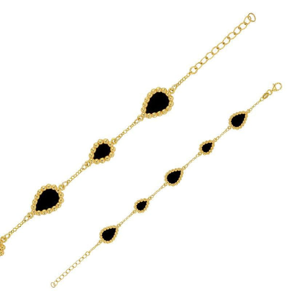 JOYLLIA Bracelet Argent 925/1000 Doré Bracelet gouttes perlées Agate noire et argent 925/1000 doré 318128235DAN Bracelet gouttes perlées Agate noire et argent 925/1000 doré - JOYLLIA