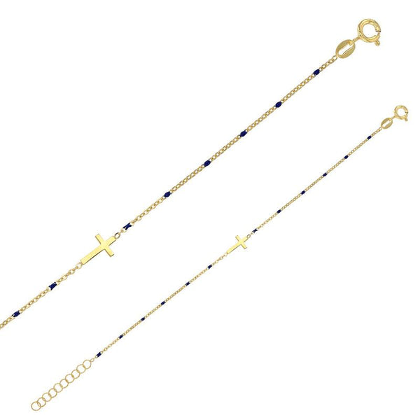 JOYLLIA Bracelet Argent 925/1000 Doré Bracelet GYPSY MARIA croix et perles émaillées bleu nuit, argent 925/1000 doré 31812846DBF Bracelet GYPSY MARIA croix et perles émaillées bleu nuit, argent 925/1000 doré - JOYLLIA
