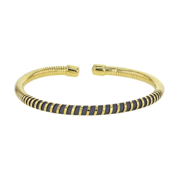 JOYLLIA Bracelet Argent 925/1000 Doré Bracelet mixte rigide en argent 925/1000 doré et silicone gris 31812748GD Bracelet mixte rigide en argent 925/1000 doré et silicone gris - JOYLLIA
