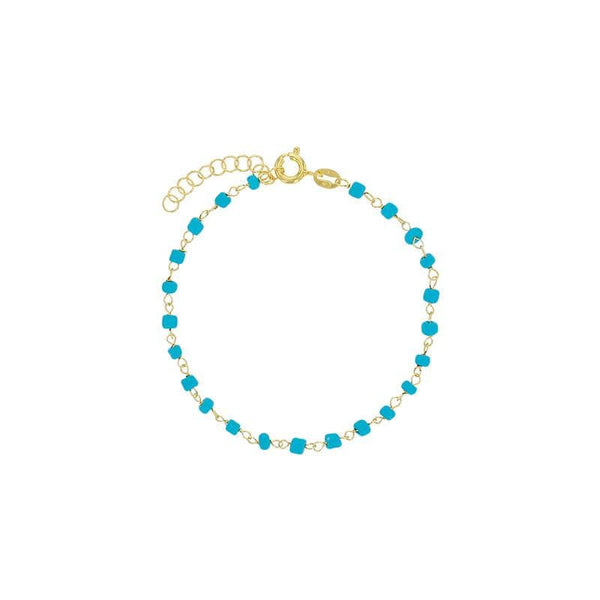 JOYLLIA Bracelet Argent 925/1000 Doré Bracelet PERLAS LATINAS perles de verre bleu turquoise, argent 925/1000 doré 31812826DT Bracelet PERLAS LATINAS perles de verre bleu turquoise, argent 925/1000 doré - JOYLLIA
