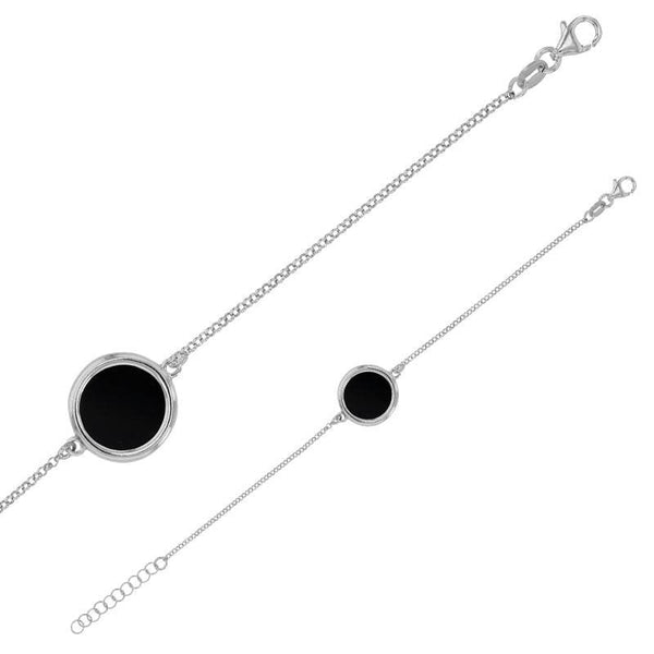 JOYLLIA Bracelet Argent 925/1000 Rhodié Bracelet argent 925/1000 rhodié avec motif rond en Agate noire 31812780AN Bracelet argent 925/1000 rhodié avec motif rond en Agate noire - JOYLLIA