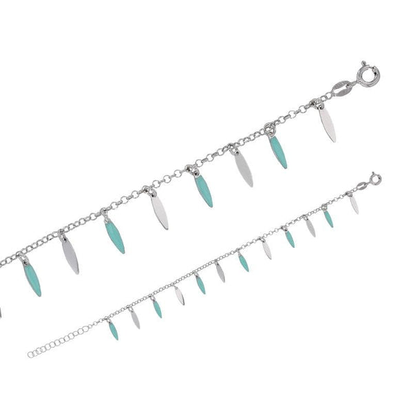 JOYLLIA Bracelet Argent 925/1000 Rhodié Bracelet en argent 925/1000 rhodié orné d'émail bleu turquoise 3180138T Bracelet en argent 925/1000 rhodié orné d'émail bleu turquoise - JOYLLIA