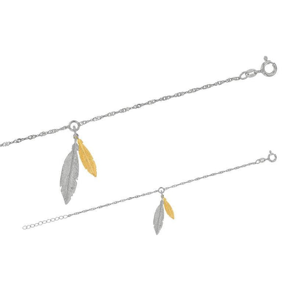 JOYLLIA Bracelet Argent 925/1000 Rhodié Bracelet INDIANA plumes en argent 925/1000 rhodié et argent 925/1000 doré 318426 Bracelet INDIANA plumes en argent 925/1000 rhodié et argent 925/1000 doré - JOYLLIA
