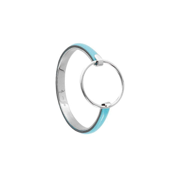 JOYLLIA Bracelet Argent 925/1000 Rhodié Bracelet jonc rond argent 925/1000 rhodié et cuir de bovin bleu turquoise 318549T Bracelet jonc rond argent 925/1000 rhodié et cuir de bovin bleu turquoise - JOYLLIA