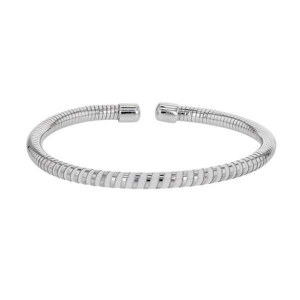 JOYLLIA Bracelet Argent 925/1000 Rhodié Bracelet mixte rigide en argent 925/1000 rhodié et silicone blanc 31812748 Bracelet mixte rigide en argent 925/1000 rhodié et silicone blanc - JOYLLIA