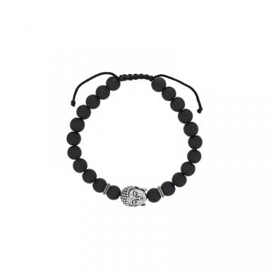JOYLLIA Bracelet Argent 925/1000 Rhodié Bracelet réglable homme Agate noire et Bouddha en argent 925/1000 rhodié 318064 Bracelet réglable homme Agate noire et Bouddha en argent 925/1000 rhodié - JOYLLIA