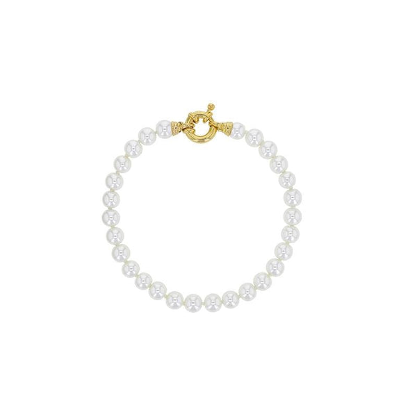JOYLLIA Bracelet Bracelet en perles de Majorque blanches, fermoir en laiton doré 328009 Bracelet en perles de Majorque blanches, fermoir en laiton doré - JOYLLIA