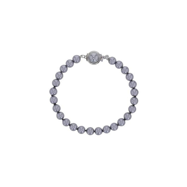 JOYLLIA Bracelet Bracelet perles de Majorque grises, 6 mm, fermoir rond en laiton rhodié 328672RH Bracelet perles de Majorque grises, 6 mm, fermoir rond en laiton rhodié - JOYLLIA