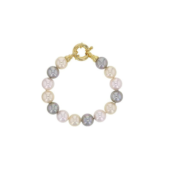 JOYLLIA Bracelet Bracelet perles de Majorque rose, champagne, grises, fermoir anneau marin en laiton 328014 Bracelet perles de Majorque rose, champagne, grises, fermoir anneau marin en laiton - JOYLLIA