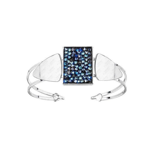 JOYLLIA Bracelet Cristal de Swarovski Bracelet rigide rectangle bleu Bermudes et métal poli, cristaux certifiés Swarovski 1116-03-RH Bracelet rigide rectangle bleu Bermudes et métal poli, cristaux certifiés Swarovski - JOYLLIA