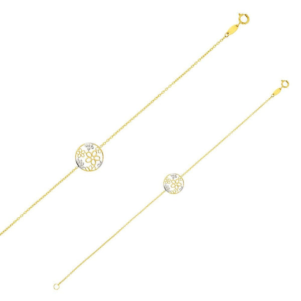 JOYLLIA Bracelet Or 375/1000 Bracelet en Or 375/1000 bicolore orné de fleurs encerclées aspect diamanté 398039 Bracelet en Or 375/1000 bicolore orné de fleurs encerclées aspect diamanté - JOYLLIA