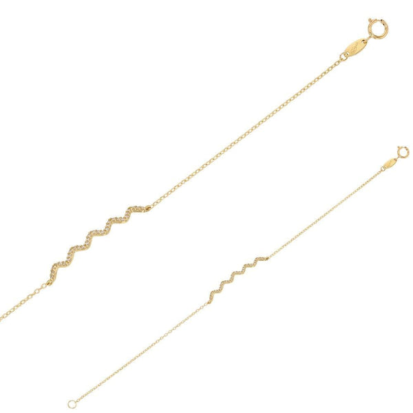 JOYLLIA Bracelet Or 375/1000 Bracelet Or 375/1000 avec motif zigzag serti d'oxydes de zirconium 398022 Bracelet Or 375/1000 avec motif zigzag serti d'oxydes de zirconium - JOYLLIA