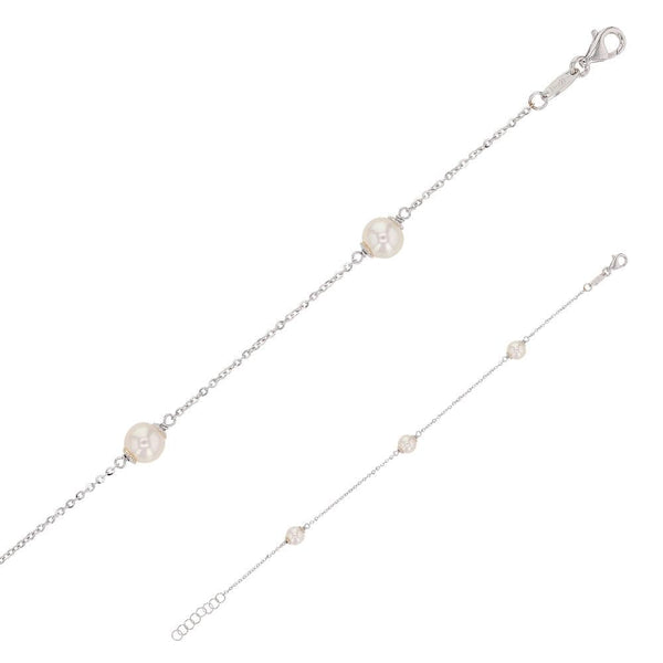 JOYLLIA Bracelet Or 375/1000 Bracelet Or blanc 375/1000 avec perles de culture d'eau douce 398045 Bracelet Or blanc 375/1000 avec perles de culture d'eau douce - JOYLLIA