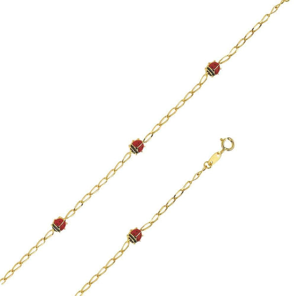 JOYLLIA Bracelet Or 750/1000 Bracelet avec des coccinelles émail rouge en Or 750/1000 308119 Bracelet avec des coccinelles émail rouge en Or 750/1000 - JOYLLIA