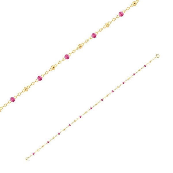 JOYLLIA Bracelet Or 750/1000 Bracelet Or 750/1000 orné de perles en résine rose 3180140RO Bracelet Or 750/1000 orné de perles en résine rose - JOYLLIA