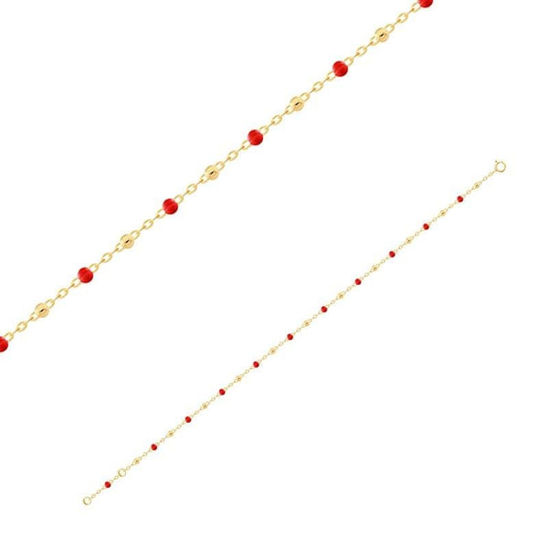 JOYLLIA Bracelet Or 750/1000 Bracelet Or 750/1000 orné de perles en résine rouge 3180140R Bracelet Or 750/1000 orné de perles en résine rouge - JOYLLIA