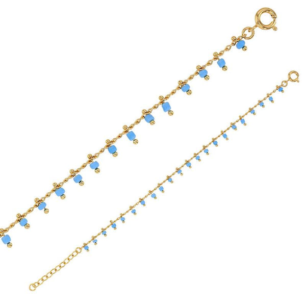JOYLLIA Bracelet Plaqué or Bracelet plaqué Or avec pierres synthétiques couleur bleu turquoise 3286445TU Bracelet plaqué Or avec pierres synthétiques couleur bleu turquoise - JOYLLIA