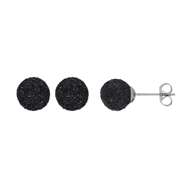 one man show Boucles d'oreilles Acier Boucles d'oreilles puces acier boule pailletée noire 313250N Boucles d'oreilles puces acier boule pailletée noire - JOYLLIA